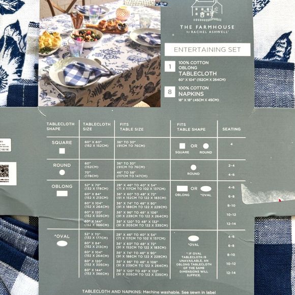 NEW Blue & White Easter Bunny Table Entertaining Set by Rachel Ashwell 60x104" - Picture 6 of 6